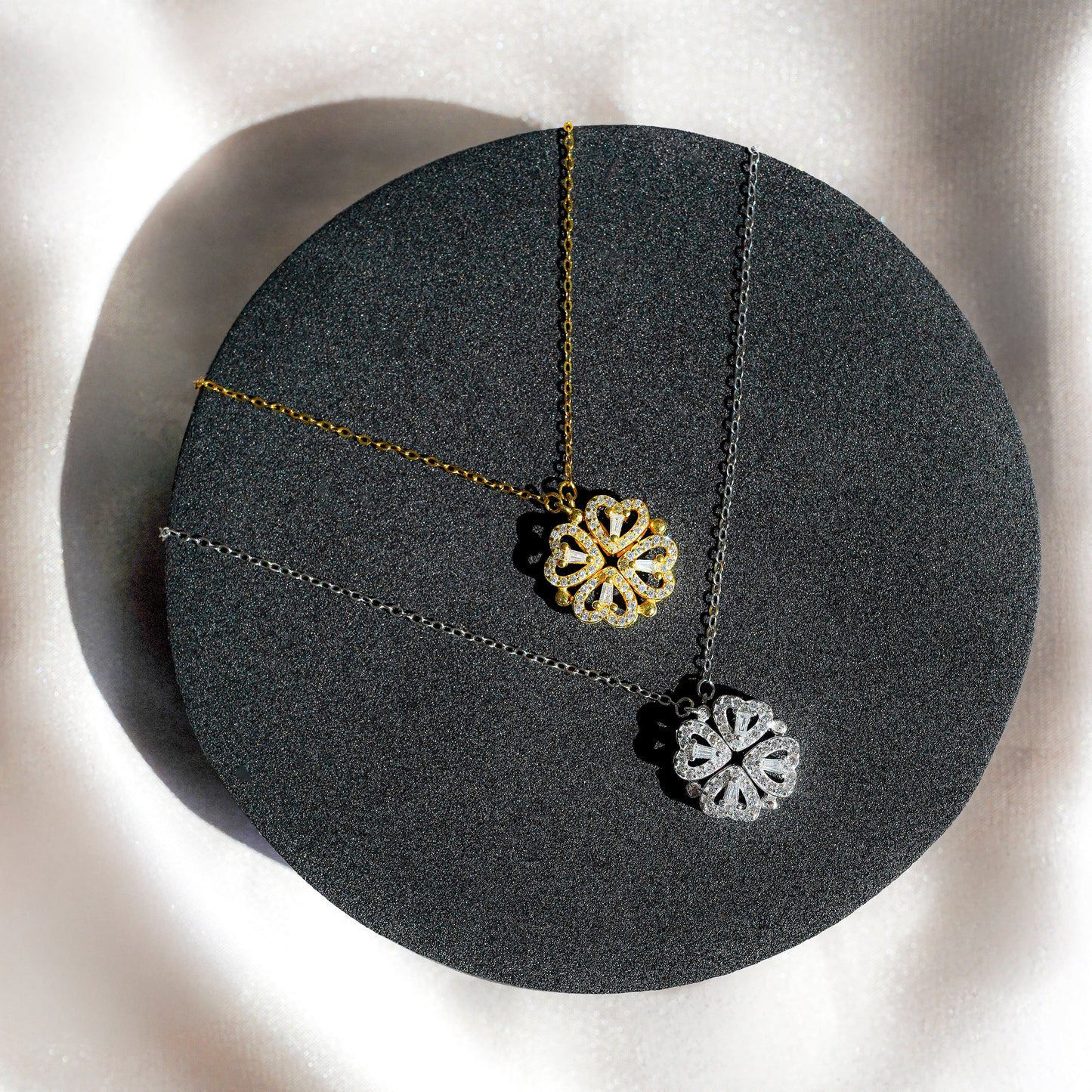 4-Leaf Clover Necklace "Lucky Charm" with Gift Box & Eternal Rose