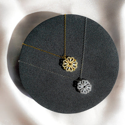 4-Leaf Clover Necklace "Lucky Charm" with Gift Box & Eternal Rose