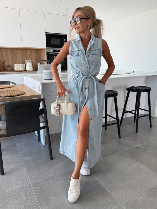 Isabelle | Denim Maxi Dress