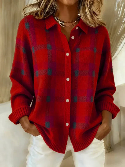 Sophia | Vintage Plaid Oversized Cardigan