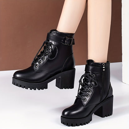 Vera | Chunky Heeled Lace-Up Ankle Boots