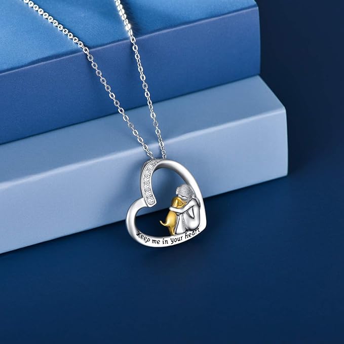 Alduna™ | Silver Necklace with Dog and Heart