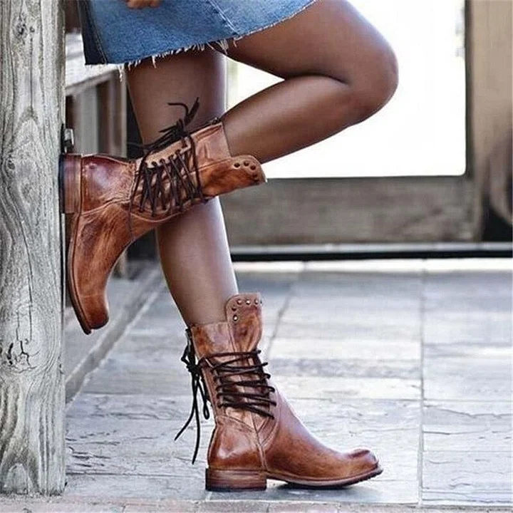 AVA | Vintage Lace-Up Boots