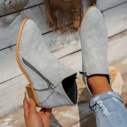 Soleva | Side-Zip Block Heel Ankle Boots