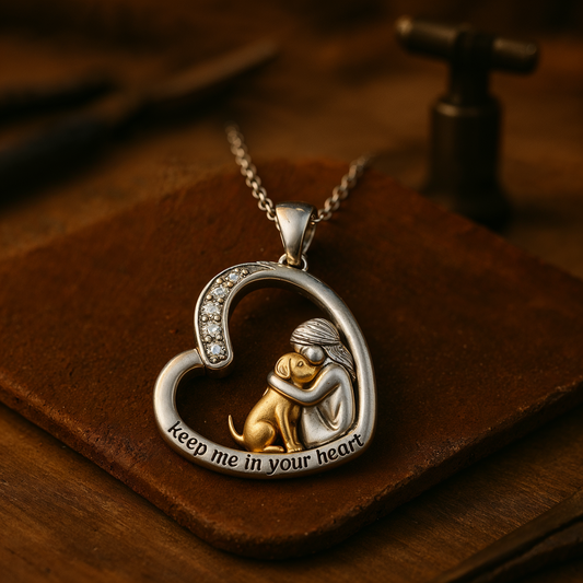 Alduna™ | Silver Necklace with Dog and Heart