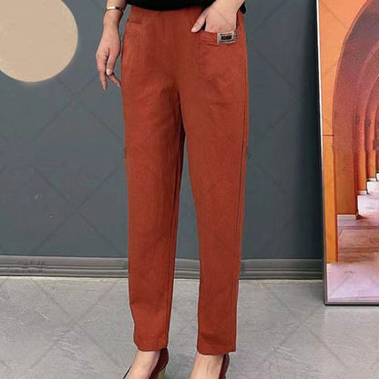 Elastic Cotton Waist Pants for Women