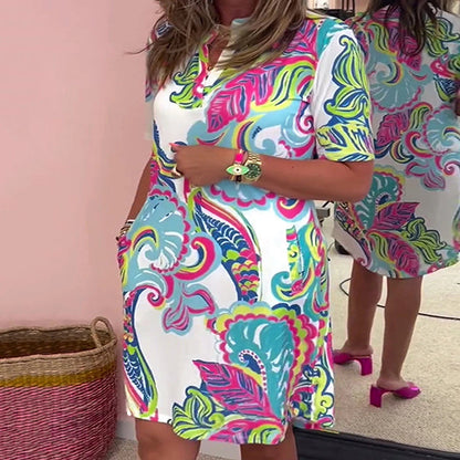 🌸Women's Floral Print Dress with V-Neck