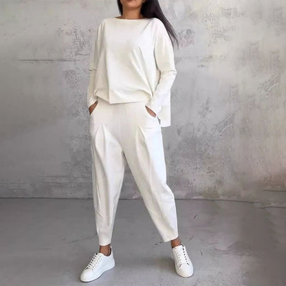 LIANNE | Two-piece Set w/ Long-Sleeved Top and Loose-fitting Pants