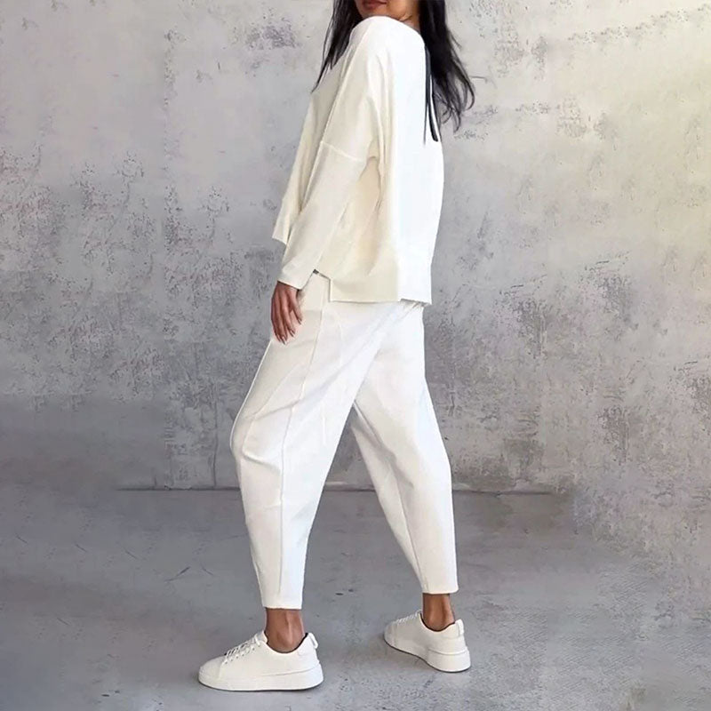 LIANNE | Two-piece Set w/ Long-Sleeved Top and Loose-fitting Pants