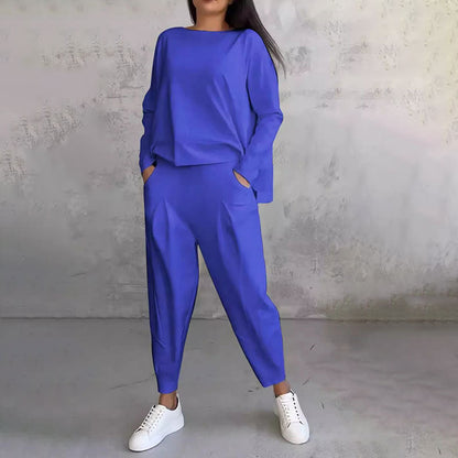 LIANNE | Two-piece Set w/ Long-Sleeved Top and Loose-fitting Pants