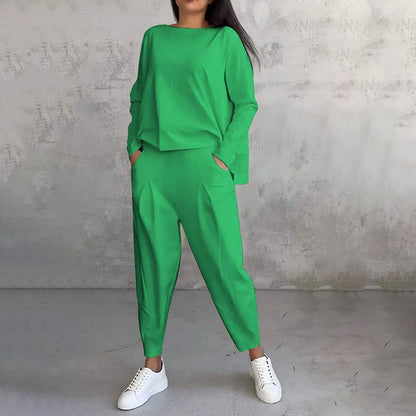 LIANNE | Two-piece Set w/ Long-Sleeved Top and Loose-fitting Pants