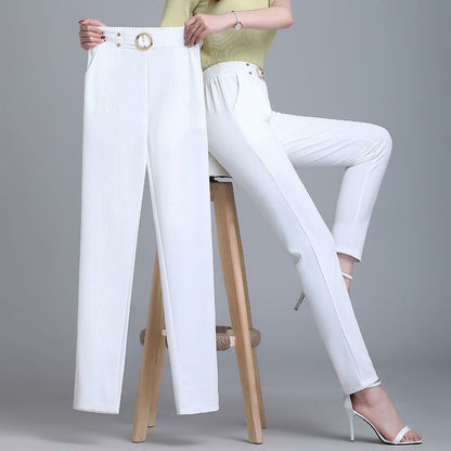 Women's Ankle-Length Pants with a High Waist and a Comfortable Cut