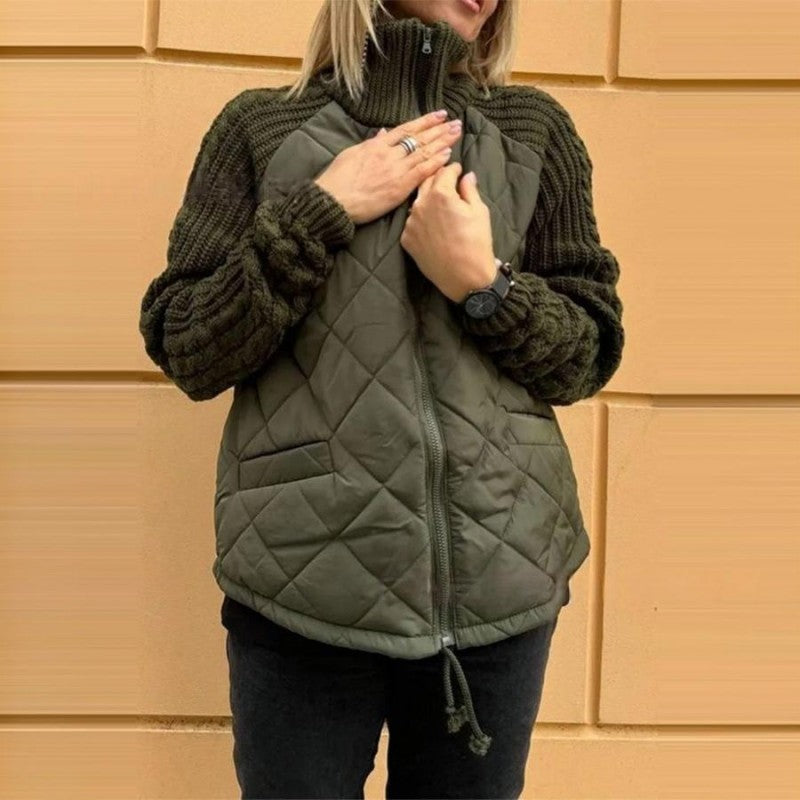 Women's Knitted Quilted Down Jacket with Patchwork（🔥Free Shipping）