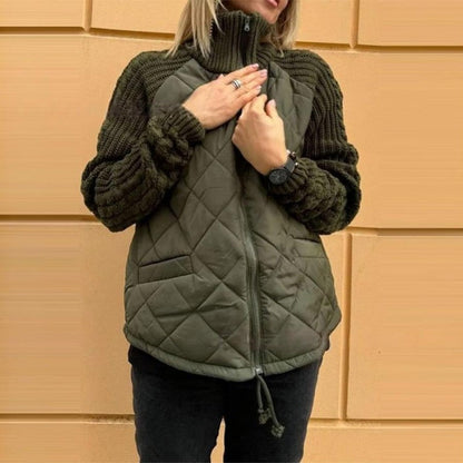 Women's Knitted Quilted Down Jacket with Patchwork（🔥Free Shipping）