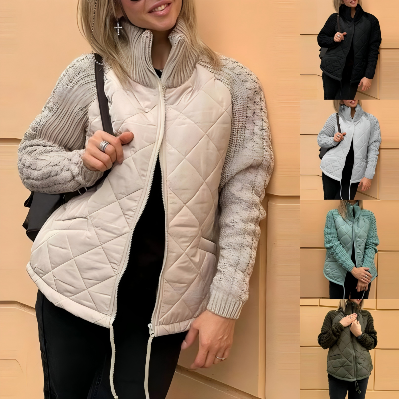 Women's Knitted Quilted Down Jacket with Patchwork（🔥Free Shipping）