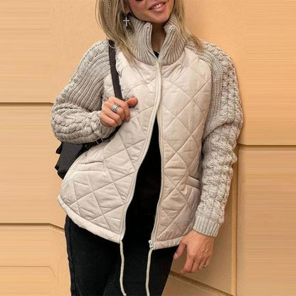 Women's Knitted Quilted Down Jacket with Patchwork（🔥Free Shipping）