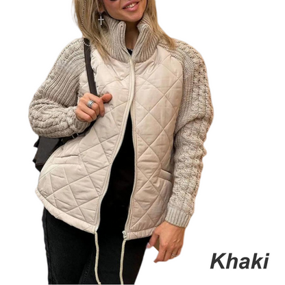Women's Knitted Quilted Down Jacket with Patchwork（🔥Free Shipping）