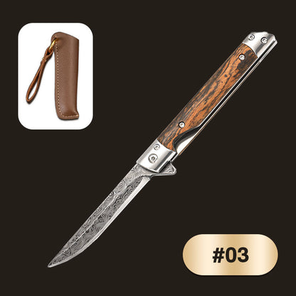 🔥 Big Sale 50% OFF🔥🗡️Folding Knife with Wooden Handle for Work, Hiking & Camping ⛺ Buy 1, Get 1 Free