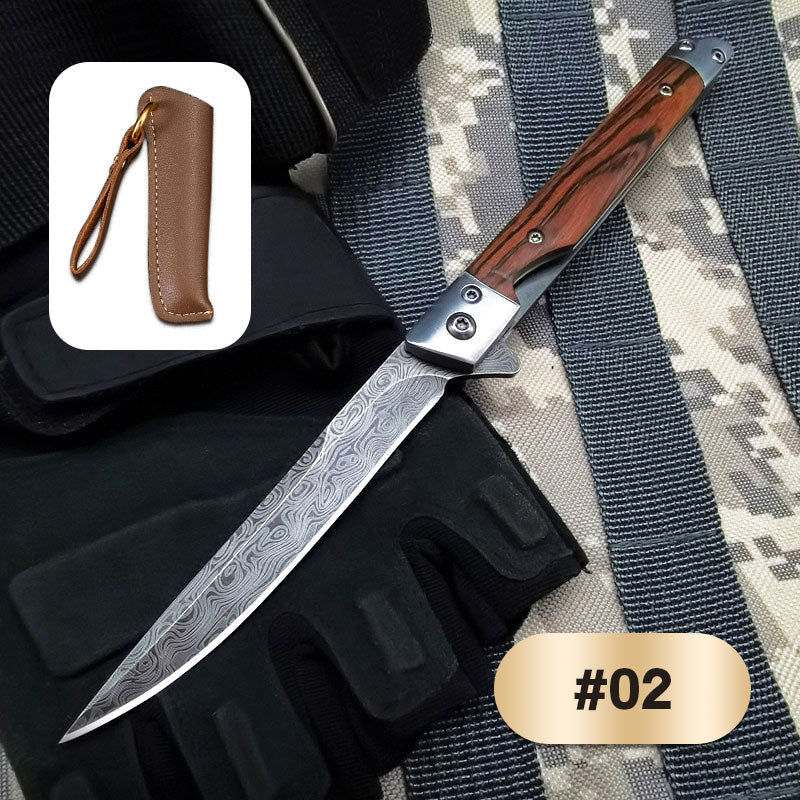 🔥 Big Sale 50% OFF🔥🗡️Folding Knife with Wooden Handle for Work, Hiking & Camping ⛺ Buy 1, Get 1 Free