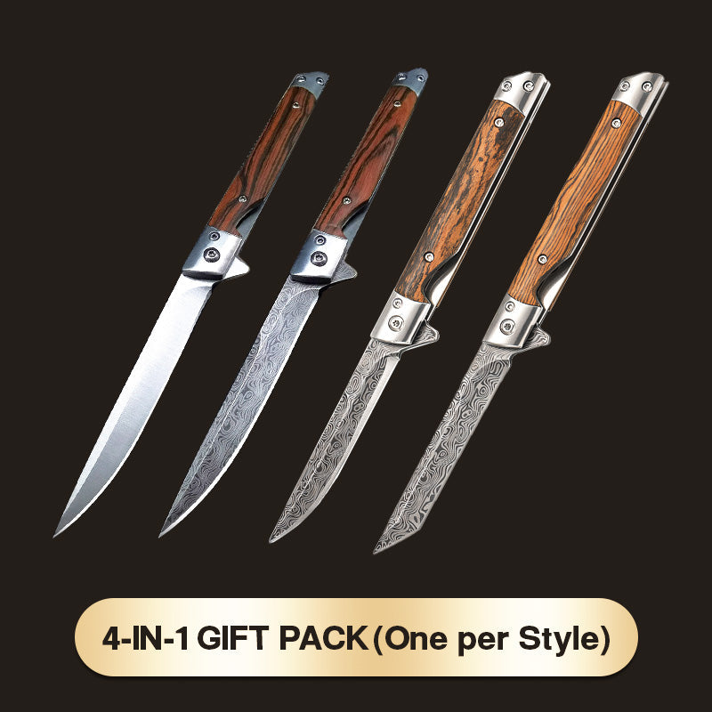 🔥 Big Sale 50% OFF🔥🗡️Folding Knife with Wooden Handle for Work, Hiking & Camping ⛺ Buy 1, Get 1 Free