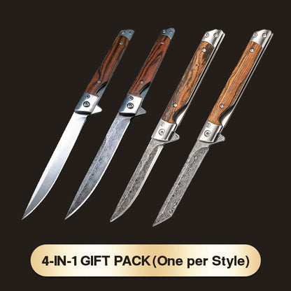 🔥 Big Sale 50% OFF🔥🗡️Folding Knife with Wooden Handle for Work, Hiking & Camping ⛺ Buy 1, Get 1 Free