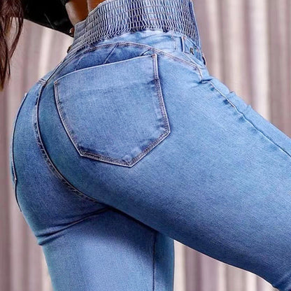 High-Waisted Stretch Flared Jeans