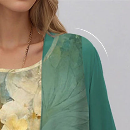 🌸Elegant 2-Piece Set: Half-Sleeved Blouse + Dress