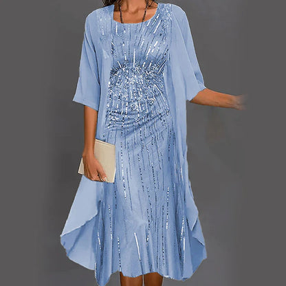 🌸Elegant 2-Piece Set: Half-Sleeved Blouse + Dress