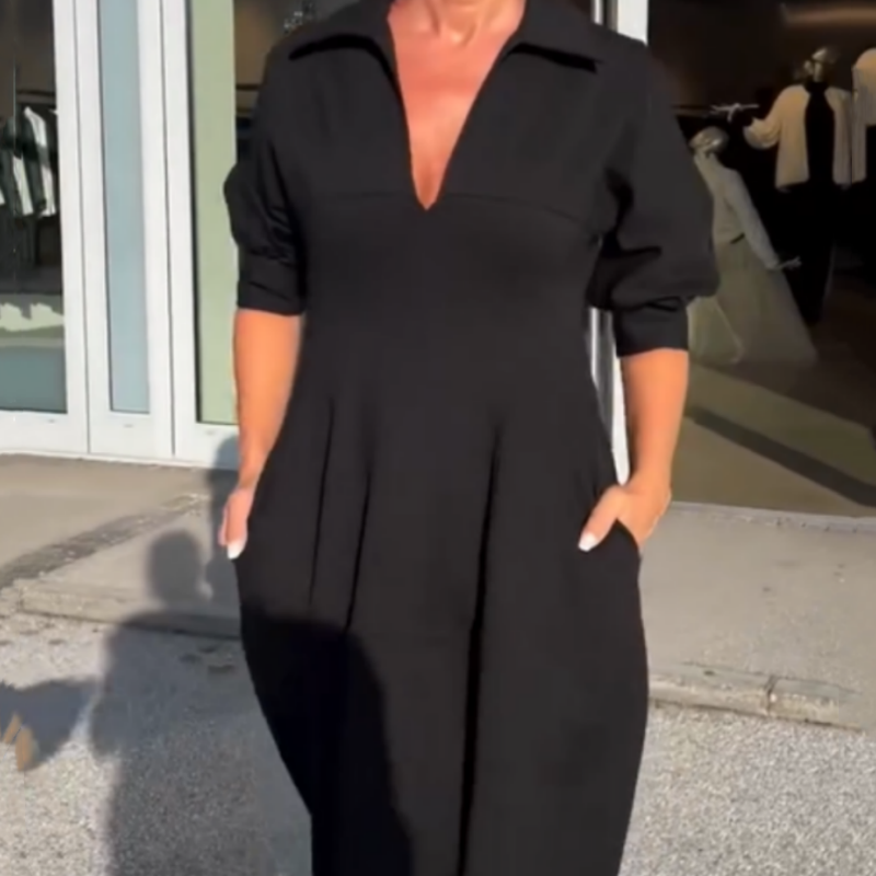 Spring Specials Midi Dress with V-neck and Lapel