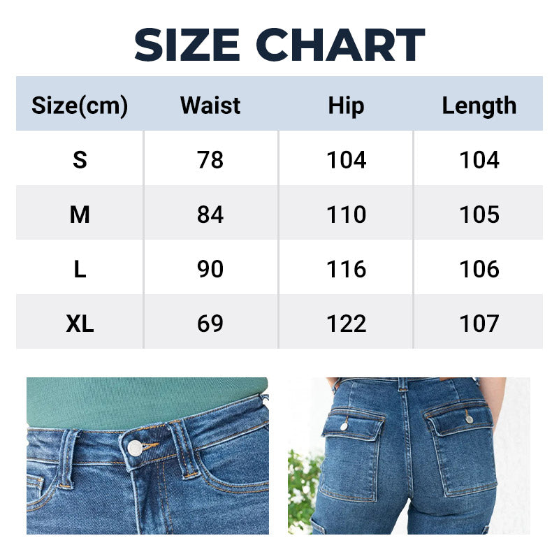 Women's High Waist Wide Leg Cargo Stretch Jeans