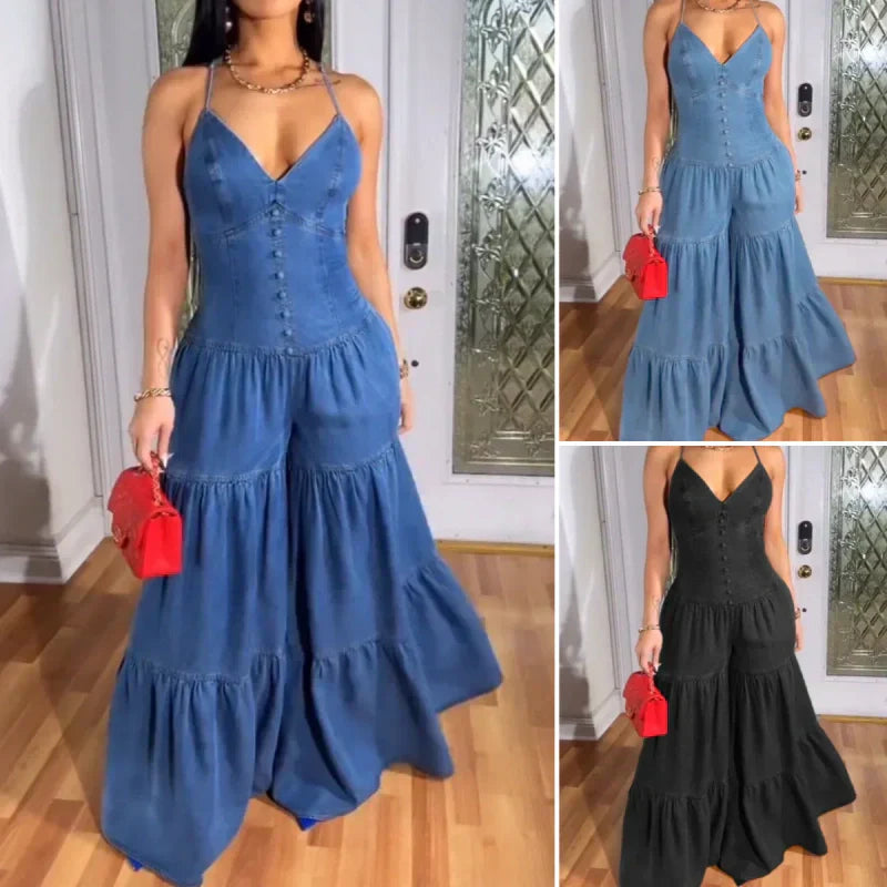 Women's Sexy V-Neck Backless Jumpsuit