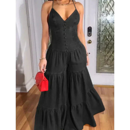 Women's Sexy V-Neck Backless Jumpsuit