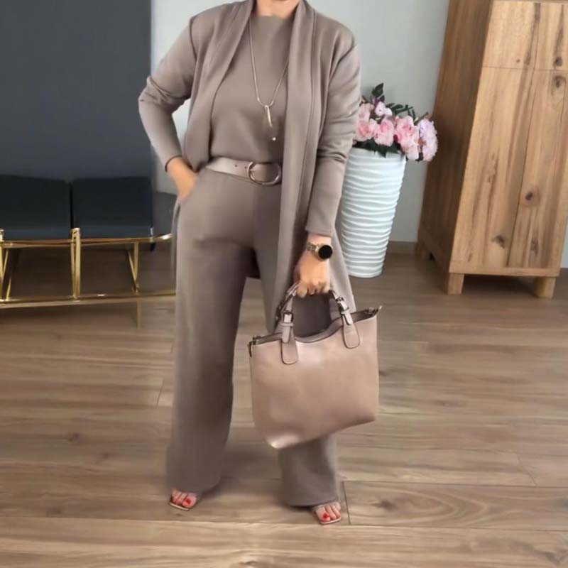 Stylish 3-piece Set w/ Long Cardigan, Top & Pants🔥FREE SHIPPING